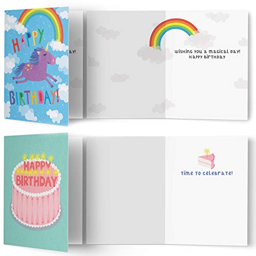 Tiny Expressions - 10 Kids Birthday Cards with Inside Messages and Envelopes