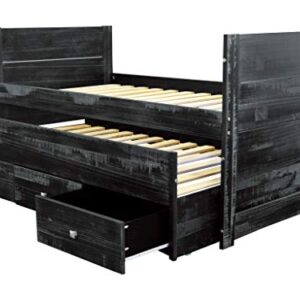 Bedz King All in One Twin Bed with Twin Trundle and 3 Built in Drawers, Weathered Black