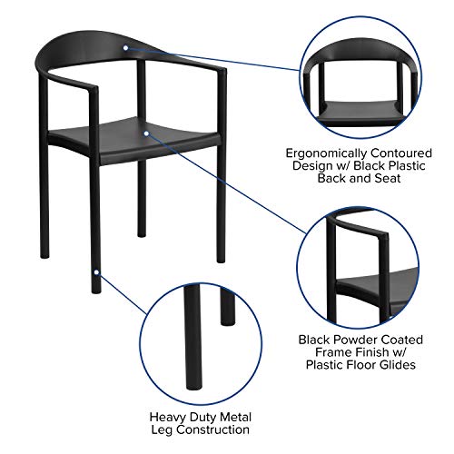 EMMA + OLIVER 1000 lb. Capacity Black Plastic Cafe Stack Chair