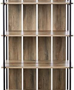 Walker Edison Evangeline Modern Farmhouse Metal and Wood 4 shelves Bookshelf, 64 Inch, Grey Wash