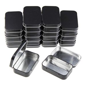 20 pieces rectangular metal empty hinged tins containers basic necessities home storage organizer mini box set, 3.75 x 2.45 x 0.8 inch (black)