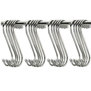 enenes 20 pack heavy duty s shape hooks s stainless hanging hangers with protect cap for kitchen, balcony, bathroom, bedroom(large size-5.51x1.77 inch)