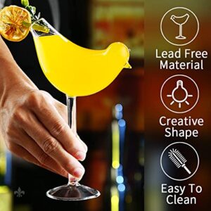 LINALL Cocktail Glass - Creative Bird Design Cocktail Glass Set of 2, 150ml Individuality Glass Goblet