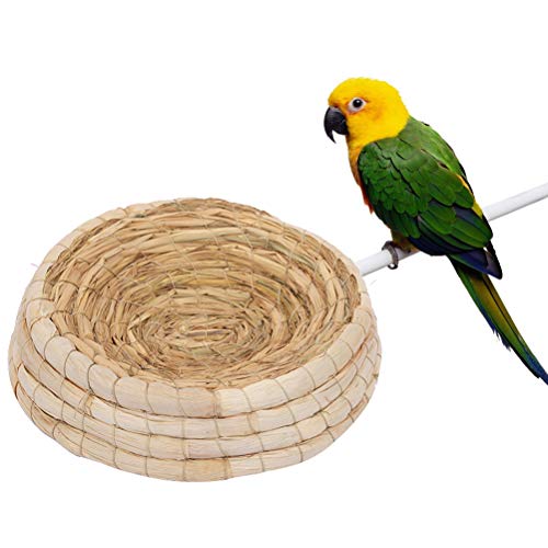 POPETPOP Handwoven Pigeon Nesting Bowls, Bird Nests Straw Incubation Bed, Courtship Breeding House for Pigeon/Dwarf Rabbit/Gerbil/Chinchillas/Parakeet/Guinea Pigs, 24x6.5cm