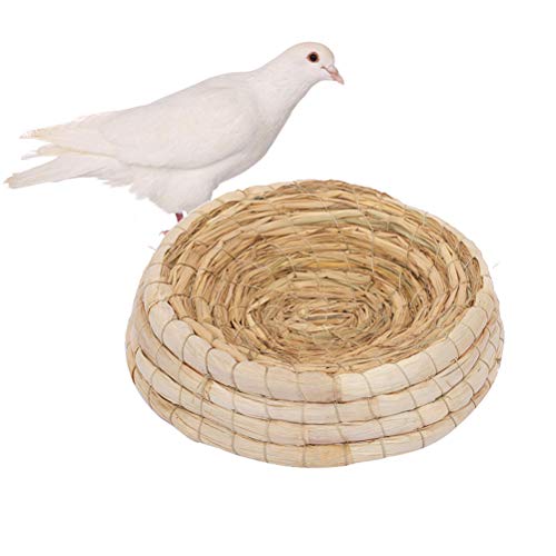 POPETPOP Handwoven Pigeon Nesting Bowls, Bird Nests Straw Incubation Bed, Courtship Breeding House for Pigeon/Dwarf Rabbit/Gerbil/Chinchillas/Parakeet/Guinea Pigs, 24x6.5cm