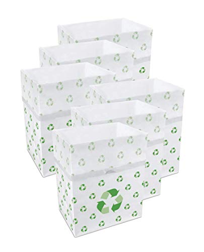 Clean Cubes 13 Gallon Trash Cans & Recycle Bins for Sanitary Garbage Disposal. Disposable Containers for Parties, Events, Recycling, and More. 6 Pack (Recycle)