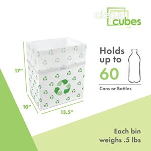 Clean Cubes 13 Gallon Trash Cans & Recycle Bins for Sanitary Garbage Disposal. Disposable Containers for Parties, Events, Recycling, and More. 6 Pack (Recycle)