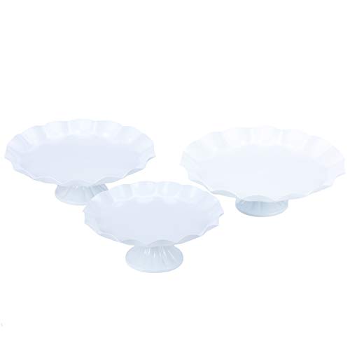 VILAVITA Cake Stands 3-Set Round Cupcake Stands Metal Dessert Display Cake Stand, White