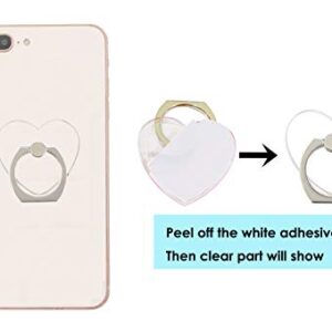 lenoup Transparent Heart Cell Phone Ring Holder Kickstand,360 Rotation Clear Heart Cell Phone Finger Ring Grip Stand for Phones,Pad