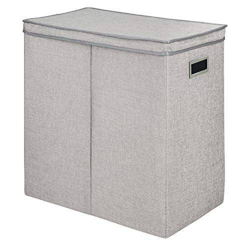 GreenWay GFL6000GR Collapsible Double Sorter, Grey Linen Laundry Hamper