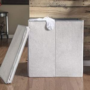 GreenWay GFL6000GR Collapsible Double Sorter, Grey Linen Laundry Hamper