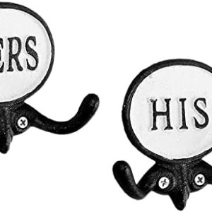 AuldHome His and Hers Towel Hooks (Set of 2); Cast Iron Rustic Farmhouse Decor Door Wall Hangers