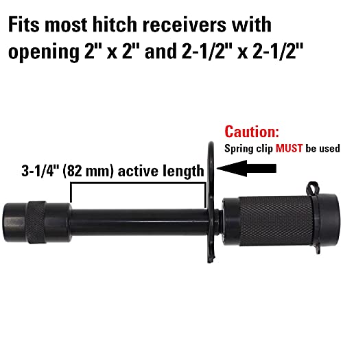 TowWorks 79631 Keyed Unique 5/8" Trailer Hitch Lock with Extra Long 3-1/4" Span, Double Safety Tow Hitch Receiver Locking Pin for Class III IV Hitches with 2" and 2.5" Receivers