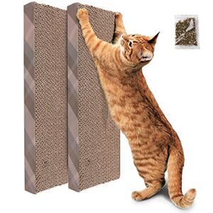 primepets cat scratcher cardboard, 2 pack recycle corrugated cat scratching pad, reversible kitty scratch board sofa bed lounge for furniture protector, catnip included