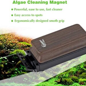 hygger Aquarium Strong Magnetic Cleaner Algae Magnet Cleaning Tool with Scraper Floating Brush for Fish Glass Tank M