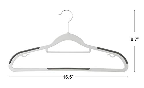 Finnhomy Bar Design Heavy Duty 50 Pack Plastic Hangers, Durable Clothes Hangers with Non-Slip Pads, Great for Shirts, Pants, Scarves, Strong Enough for Coat, Gray