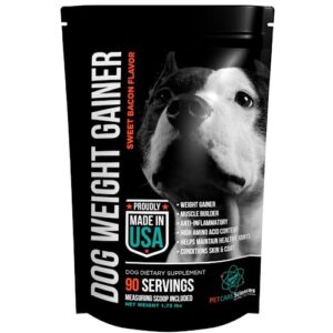 pet care sciences approx 90 servings of dog weight gainer - weight gain supplements for dogs - canine and dog muscle builder - dog protein powder - high calorie dog food supplement