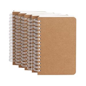 spiral notebook, 5 pack aesthetic notebooks spiral journal notepad kraft cover lay flat sketchbook journals for writing drawing note taking, 3.5”x5.5”, 180 ruled pages, 90 sheets