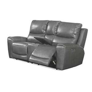 steve silver laurel gray leather power reclining console loveseat