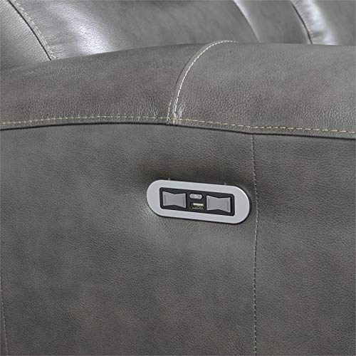 Steve Silver Laurel Gray Leather Power Reclining Console Loveseat
