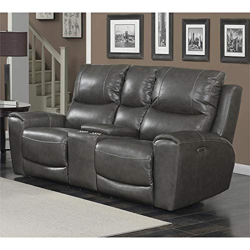 Steve Silver Laurel Gray Leather Power Reclining Console Loveseat