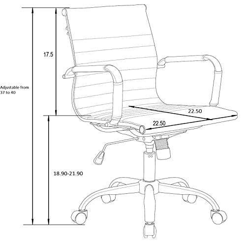 LeisureMod Harris Modern Adjustable Executive Swivel Leatherette Task Gold Office Chair (Grey)