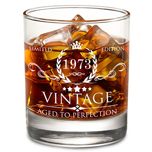 AOZITA 50th Birthday Gifts for Men Whiskey Glass with Delicate Package- 50th Birthday Decorations for Men, Party Supplies - 50th Bday Gifts Ideas for Him, Dad, Husband, Friends - 11oz Whiskey Glass