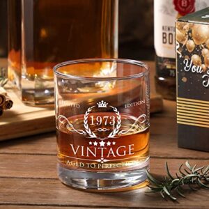 AOZITA 50th Birthday Gifts for Men Whiskey Glass with Delicate Package- 50th Birthday Decorations for Men, Party Supplies - 50th Bday Gifts Ideas for Him, Dad, Husband, Friends - 11oz Whiskey Glass