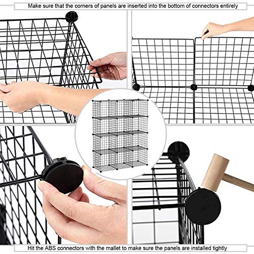 C&AHOME Wire Cube Storage, 12-Cube Organizer Metal, C Grids Storage Bins Shelving, Modular Bookshelf Shelf, Closet Cabinet Ideal for Bedroom, Office 36.6”L x 12.4”W 48.4”H Black