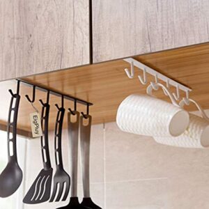 EigPluy 2pcs Mug Hooks Under Cabinet Cups Wine Glasses Storage Hook Multifunction Nail Free Coffee Cups Holder Kitchen Utensil Holder Ties Belts Scarf Hanging Hooks Rack Holder,White