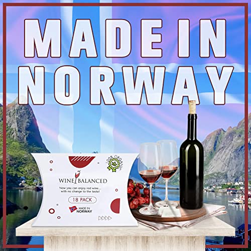 Wine Balanced Norway's Secret! Organic Red Wine Filter! No More Wine Drops or Wands! Sulfite & Histamines Remover - All Natural Wine Purifier -18 Pack