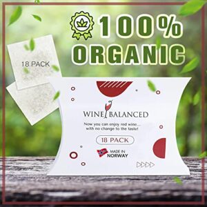 Wine Balanced Norway's Secret! Organic Red Wine Filter! No More Wine Drops or Wands! Sulfite & Histamines Remover - All Natural Wine Purifier -18 Pack