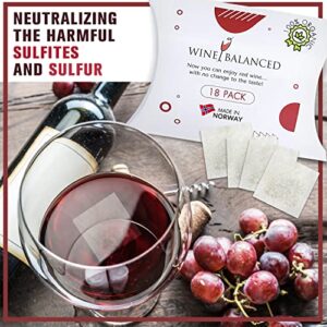 Wine Balanced Norway's Secret! Organic Red Wine Filter! No More Wine Drops or Wands! Sulfite & Histamines Remover - All Natural Wine Purifier -18 Pack