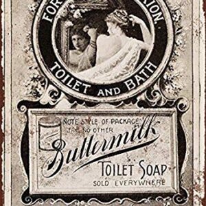 Houseuse 1895 Buttermilk Toilet Soap Vintage Look Reproduction Metal Tin Sign 8X12 Inches