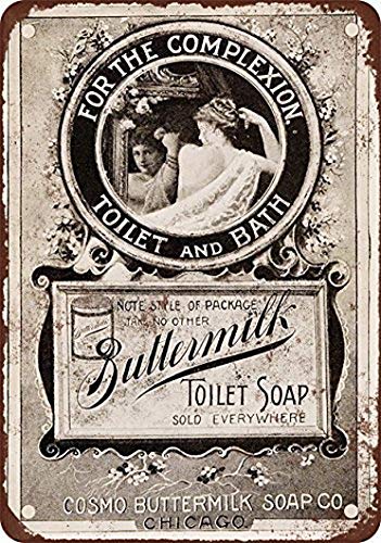 Houseuse 1895 Buttermilk Toilet Soap Vintage Look Reproduction Metal Tin Sign 8X12 Inches