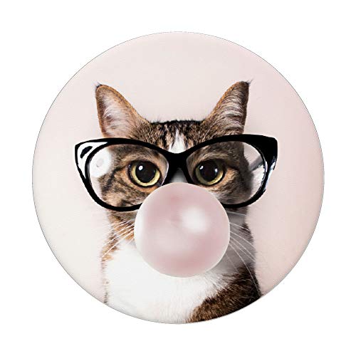 Fun Cat Chewing Bubblegum and Blowing a Bubble PopSockets PopGrip: Swappable Grip for Phones & Tablets