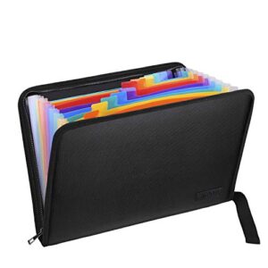 fireproof expanding file folder with 13 multicolored pockets a4 size document organizer with color labels zipper closure non-itchy silicone coated portable filing pouch(14.3" x 9.8")