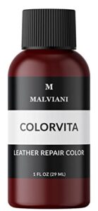 malviani leather repair color restorer - red burgundy - restore furniture, couch, purse, car seats & sofa - 1 oz.