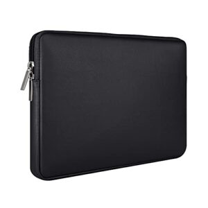rainyear 11 inch laptop sleeve soft pu leather case protective water resistant zipper cover padded carrying bag compatible with 11.6 macbook air surface for 11" chromebook notebook computer(black)