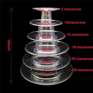 6 Tier Macaron Tower Display Stand, Messar Clear Round Macaron Tower Tray Macaron Display Shelf Rack and Plastic Cake Dessert Stand for Christmas Wedding Birthday Party Decor