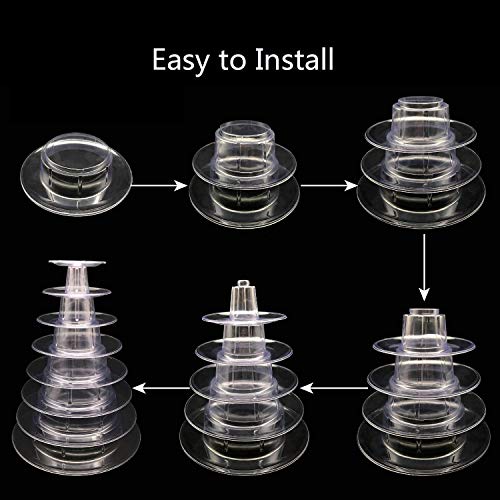 6 Tier Macaron Tower Display Stand, Messar Clear Round Macaron Tower Tray Macaron Display Shelf Rack and Plastic Cake Dessert Stand for Christmas Wedding Birthday Party Decor