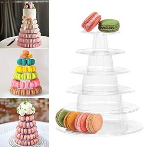 6 Tier Macaron Tower Display Stand, Messar Clear Round Macaron Tower Tray Macaron Display Shelf Rack and Plastic Cake Dessert Stand for Christmas Wedding Birthday Party Decor