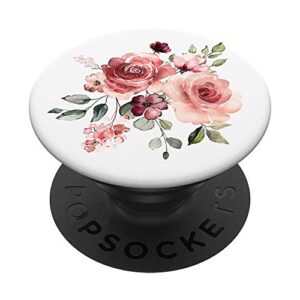 maroon and peach floral bouquet design: flower popsockets popgrip: swappable grip for phones & tablets
