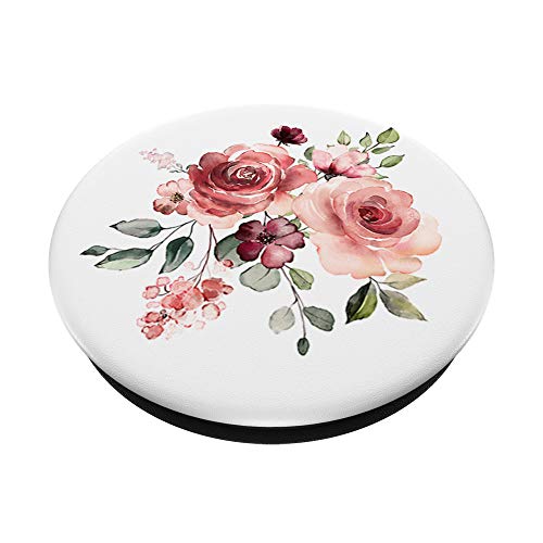 Maroon and Peach Floral Bouquet Design: Flower PopSockets PopGrip: Swappable Grip for Phones & Tablets