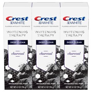 crest charcoal 3d white toothpaste, whitening therapy deep clean with fluoride, invigorating mint, 4.1 oz (pack of 3)
