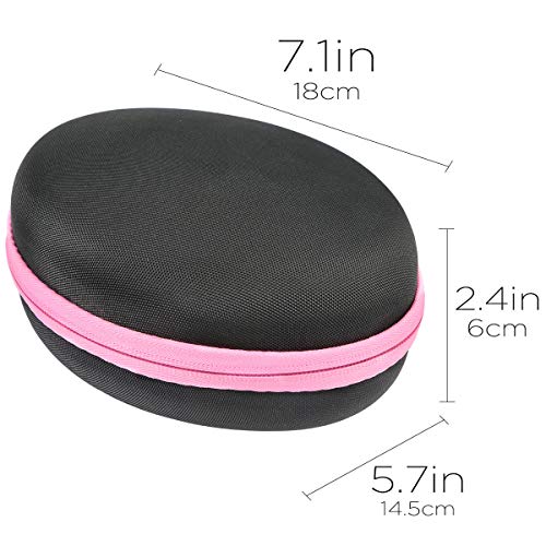 co2CREA Hard Travel Case Replacement for Matte Finish Premium Rechargeable Wireless Bluetooth Over Ear Headphones Foldable Headset (Black Case + Pink Zipper)