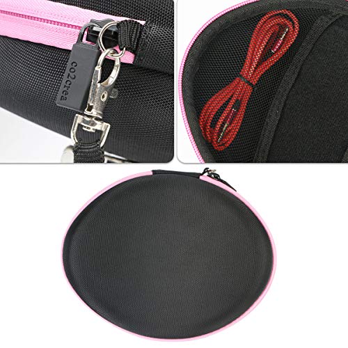 co2CREA Hard Travel Case Replacement for Matte Finish Premium Rechargeable Wireless Bluetooth Over Ear Headphones Foldable Headset (Black Case + Pink Zipper)