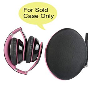 co2CREA Hard Travel Case Replacement for Matte Finish Premium Rechargeable Wireless Bluetooth Over Ear Headphones Foldable Headset (Black Case + Pink Zipper)