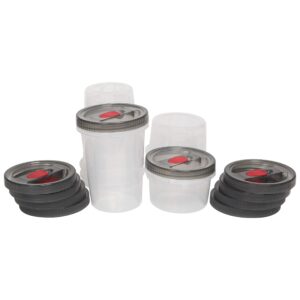 kitchen details 10 piece food storage container set | 6-16oz & 4-32oz | screw top airtight lid | air vent | bpa free | canister | dishwasher and freezer safe | clear & grey