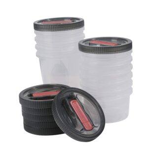 Kitchen Details 10 Piece Food Storage Container Set | 6-16oz & 4-32oz | Screw Top Airtight Lid | Air Vent | BPA Free | Canister | Dishwasher and Freezer Safe | Clear & Grey